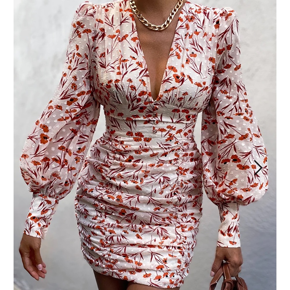 Karolyn Mini Dress in Orange Poppy Floral